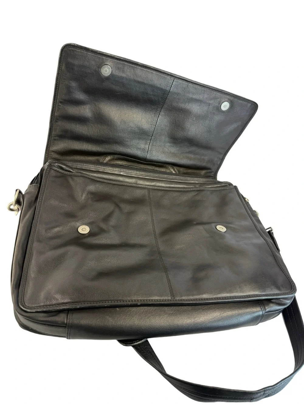 ILI Black Leather Briefcase Messenger Bag - Men